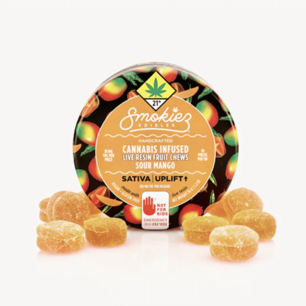 Smokiez Edibles-Sour Mango Sativa 100mg THC Live Resin Fruit Chews - WA