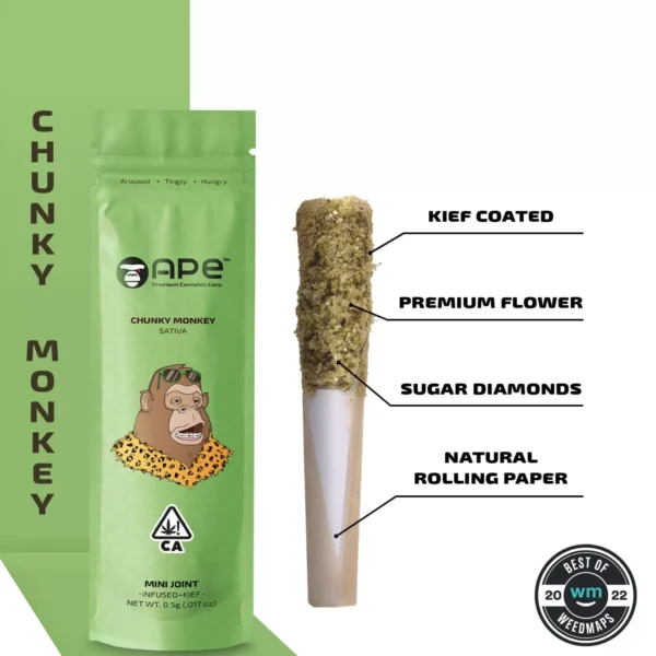 APE - Chunky Monkey [Sativa] — Mini joint diamonds infused+kief coated (0.5g)