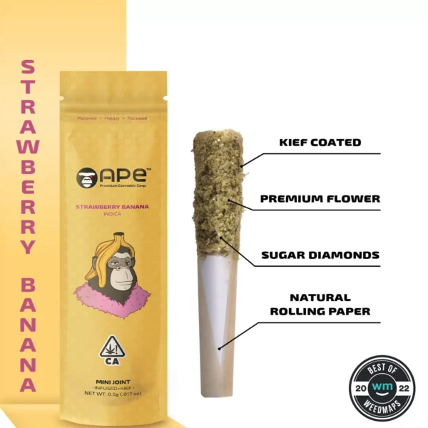 APE - Strawberry Banana [Indica] — Mini joint diamonds infused+kief coated (0.5g)