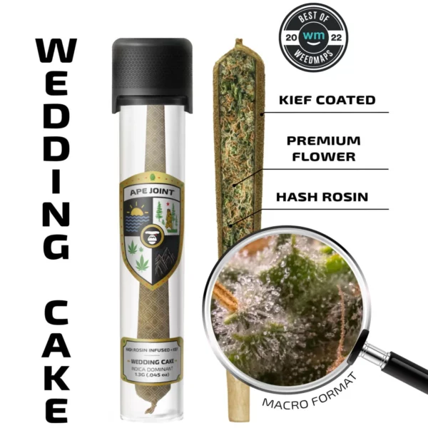 APE - Wedding Cake – Hash Rosin Infused + kief Pre-roll (1.3g)