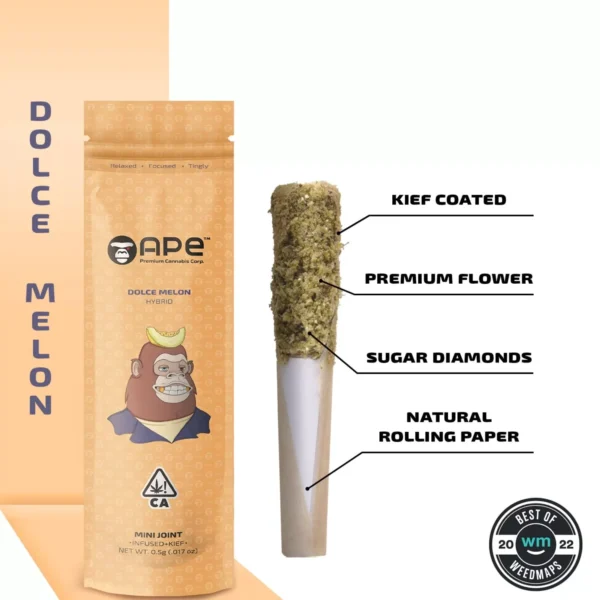 APE - Dolce Melon [Hybrid]  — Mini joint diamonds infused+kief coated (0.5g)