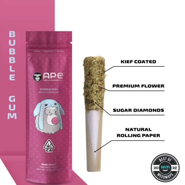 APE - Bubble gum [Indica dominant] — Mini joint infused+kief (0.5g)