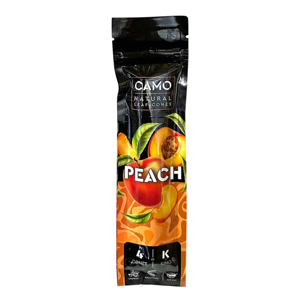 Camo -  Natural Leaf Cones - Peach 4pk King Size
