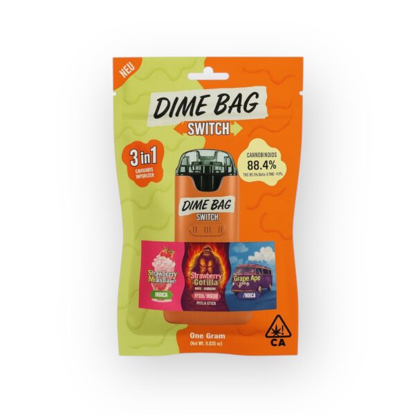 Dime Bag - Disposable 3in1 - Strawberry Milkshake/Strawberry Gorilla/Grape Ape  1g
