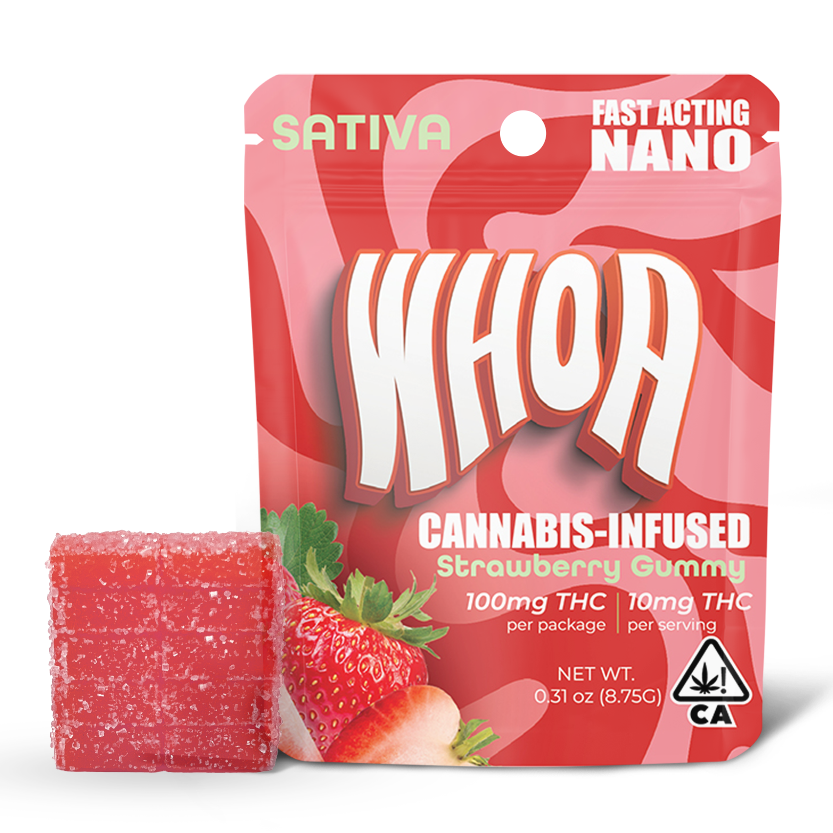 WHOA - BITES - Strawberry Bite-1768956414 WHOA - Strawberry (Sativa) - Gummy 100mg THC - Image 1