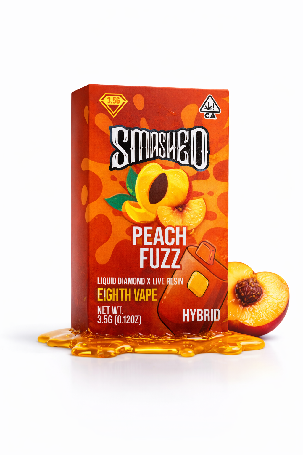 867E3BD3-C453-4002-ABC2-C69302C6DE49 Smashed -Peach Fuzz (Hybrid) - Liquid Diamond X Live Resin Disposable Vape 3.5g - Image 1