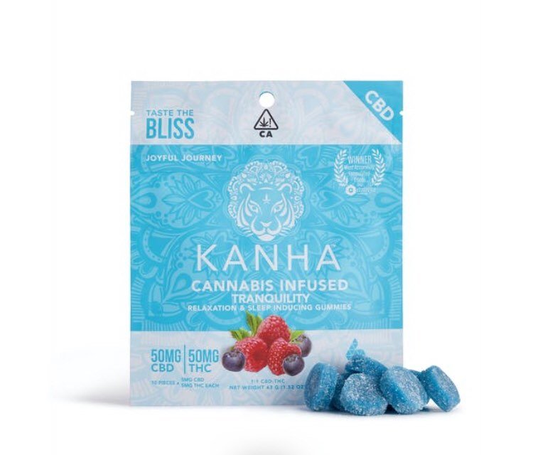 103139099_254130915854507_2428382204911561806_n.jpg Kanha 1:1:1 Tranquility Gummies - Blue Raspberry 150mg - Image 1