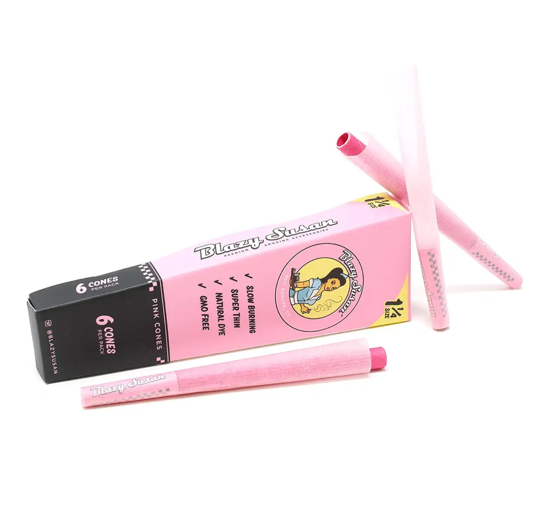 Screen Shot 2022-02-18 at 2.23.01 PM Blazy Susan Pink Pre Rolled Cones – 6 Count 1 1/4 size - Image 1