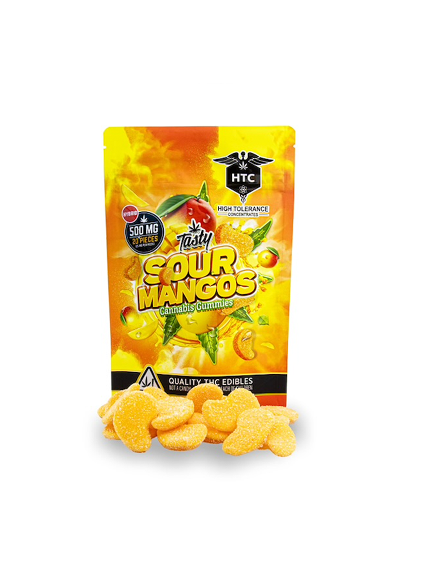 High Tolerance Sour Mango Gummies – 500mg THC 20 Pcs