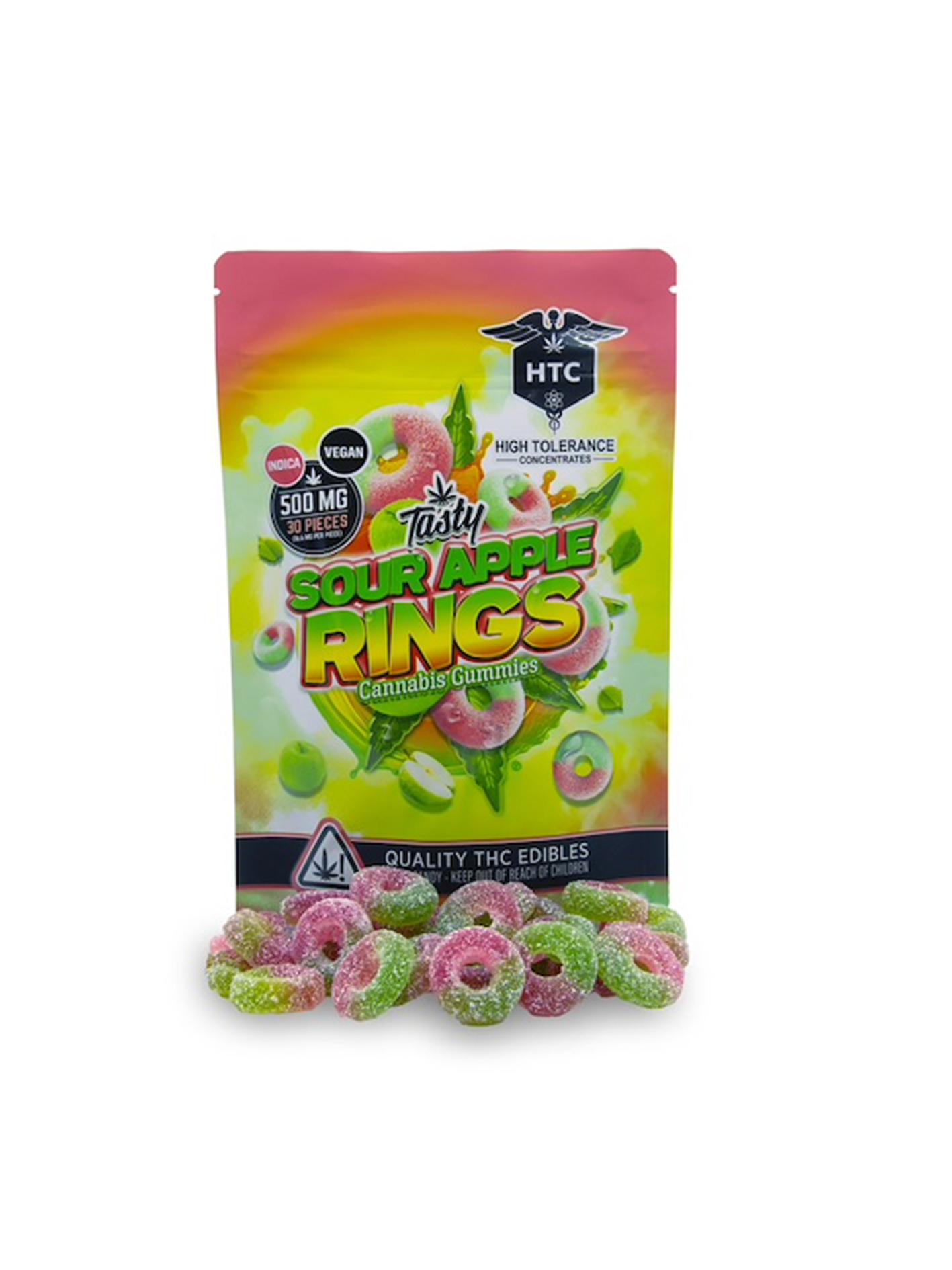 sour apple rings High Tolerance Sour Apple Rings Gummies – 500mg THC 30 Pcs - Image 1