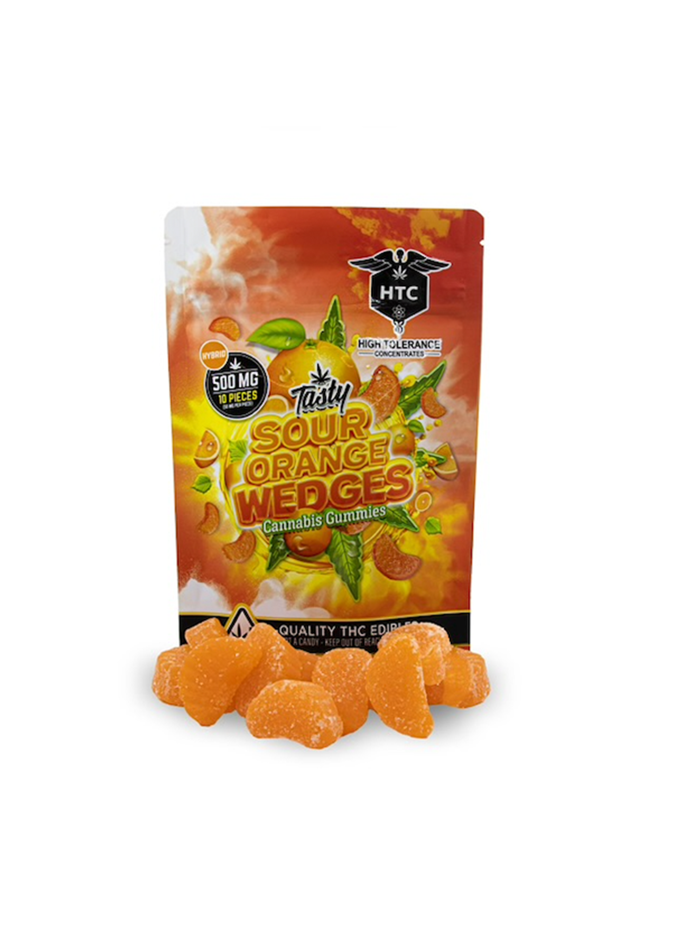 High Tolerance Sour Orange Wedges – 500mg THC 10 Pcs