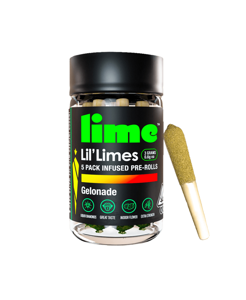 Снимок экрана 2022-11-22 в 5.44.56 PM Lime Diamond & Hash Infused Lil' Limes (.6g x 5 Mini Pre Rolls) | Gelonade (Hybrid) - Image 1