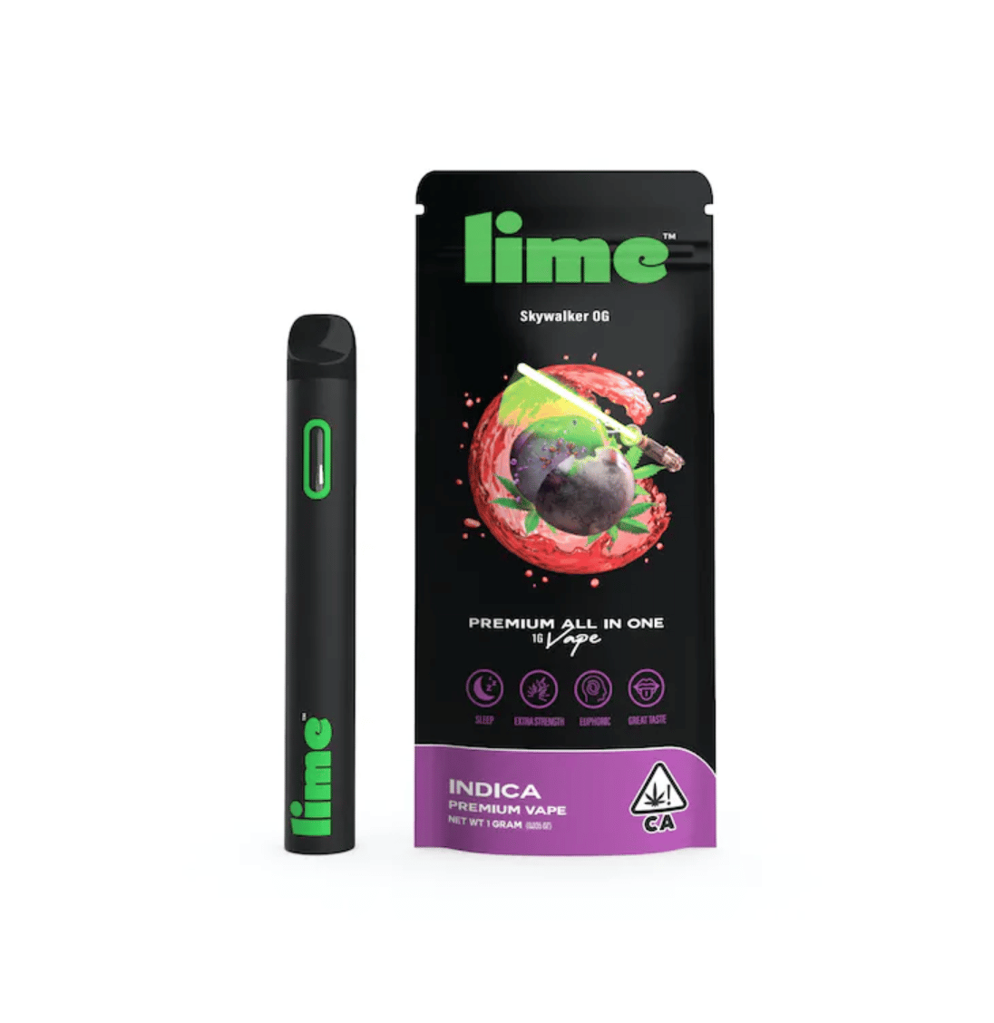 Снимок экрана 2023-02-17 в 5.58.25 PM Lime Indica (1g Premium All-In-One Vape) | Skywalker OG - Image 1