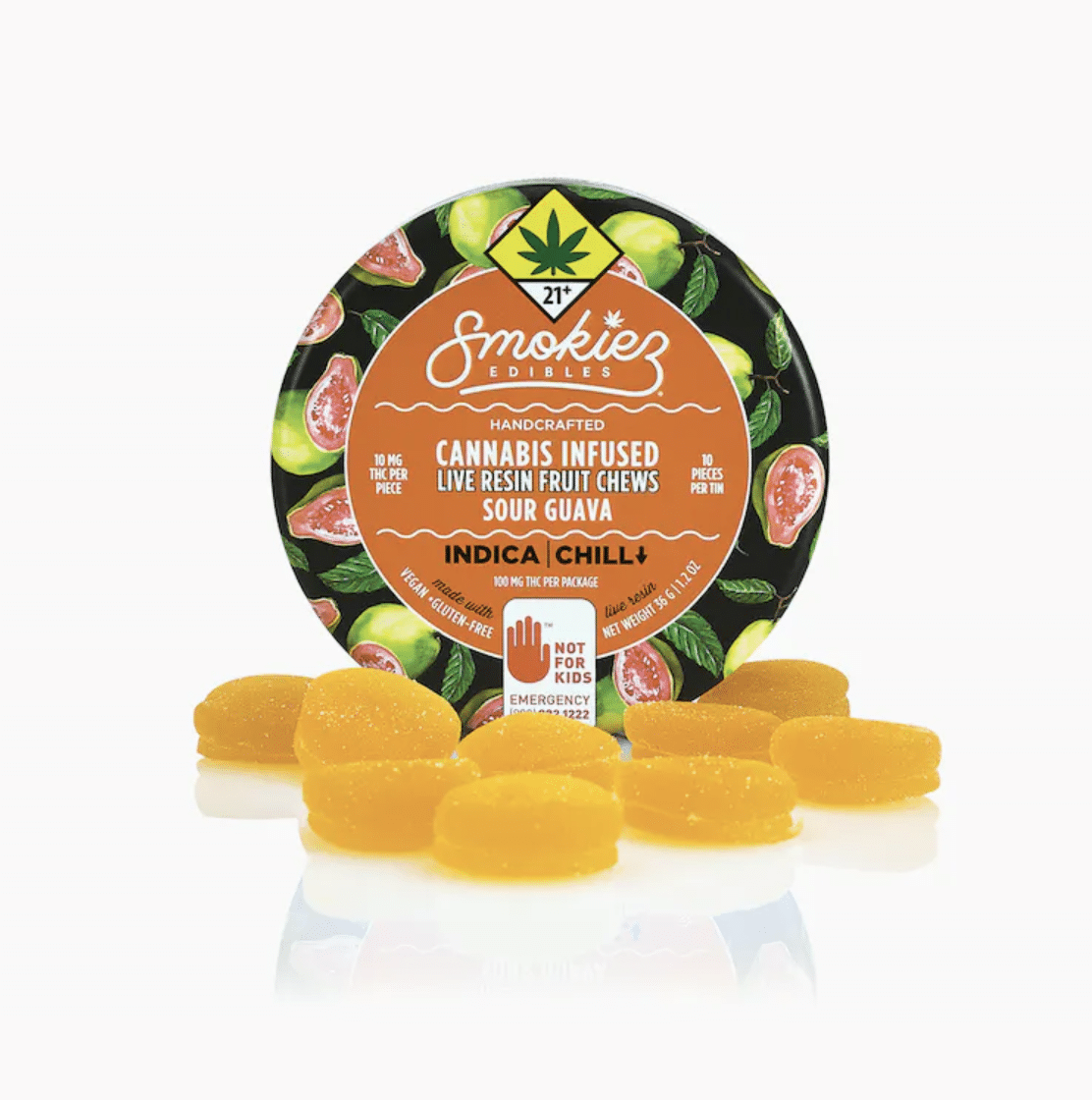 Снимок экрана 2023-12-01 в 9.05.21 PM Smokiez Edibles Sour Guava Indica 100mg THC Live Resin Fruit Chews - WA - Image 1