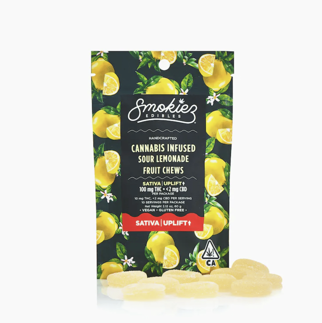 Smokiez Edibles Smokiez Sour Lemonade SATIVA 100mg THC <2mg CBD Fruit Chews - CA