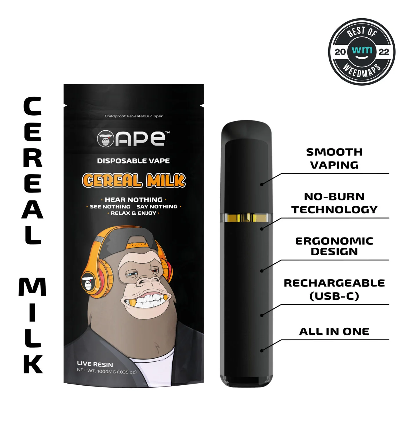 APE-Disposable-1g-Cereal-Milk-1430x1536.jpg APE - Cereal Milk — Live Resin Disposable Vape 1g (all in one) - Image 1