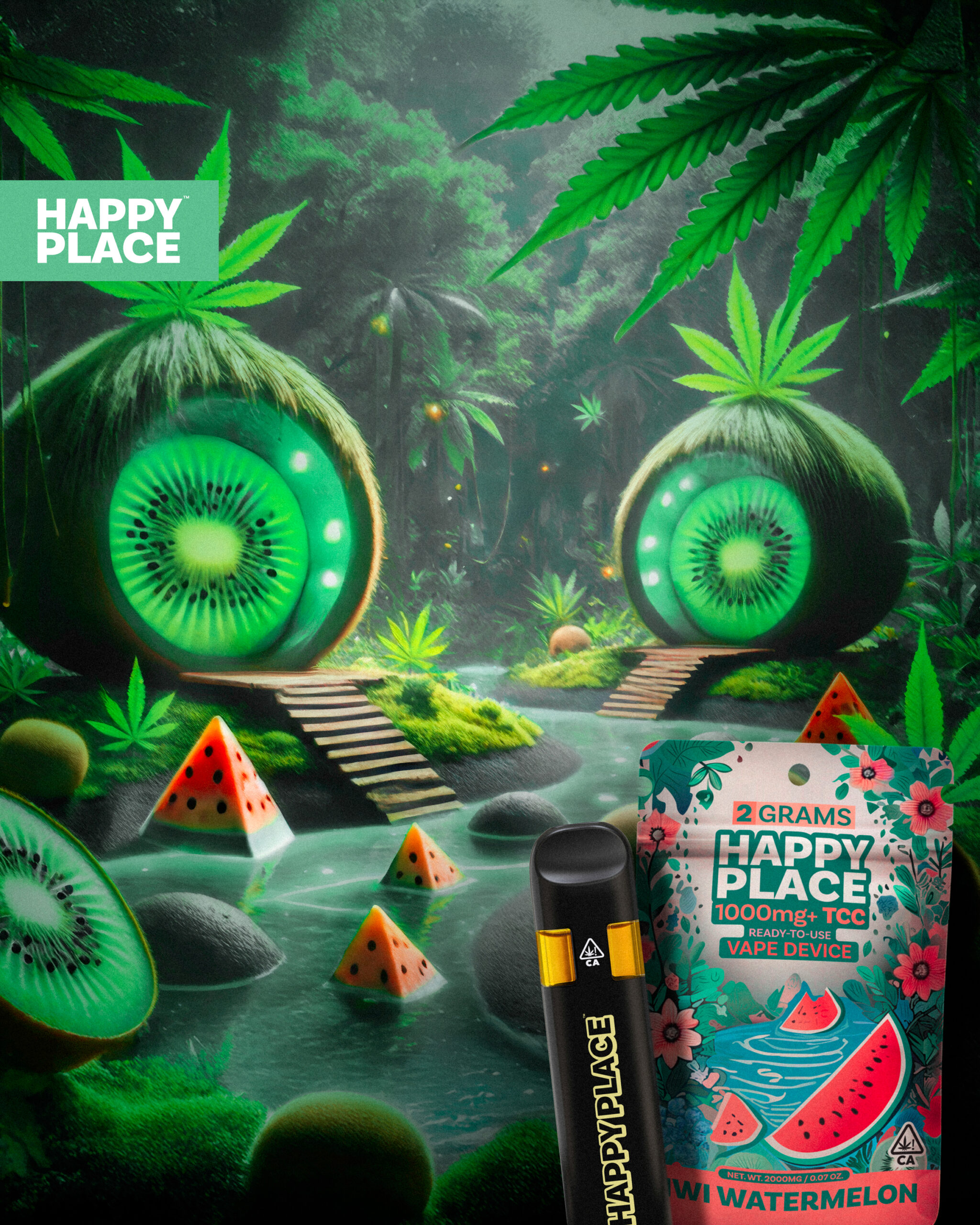 dc4d2504-b592-47a0-b2d2-aaa762db8fde Happy Place - Kiwi Watermelon - Disposable 2g - Image 1