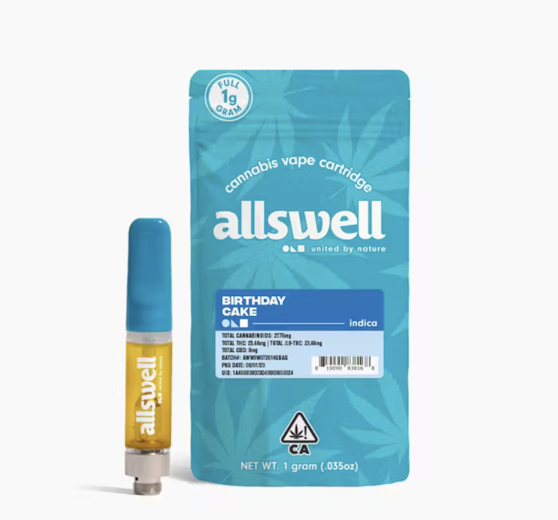 Screenshot 2025-07-30 at 12.47.07 PM Allswell - Cartridge - Birthday Cake 1g (Indica) - Image 1