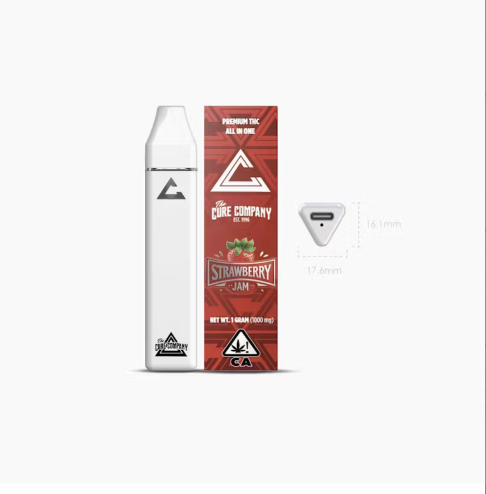 Screenshot 2025-08-01 at 3.58.12 PM The Cure Company AIO Vape Pen - Strawberry Jam 1g - Image 1