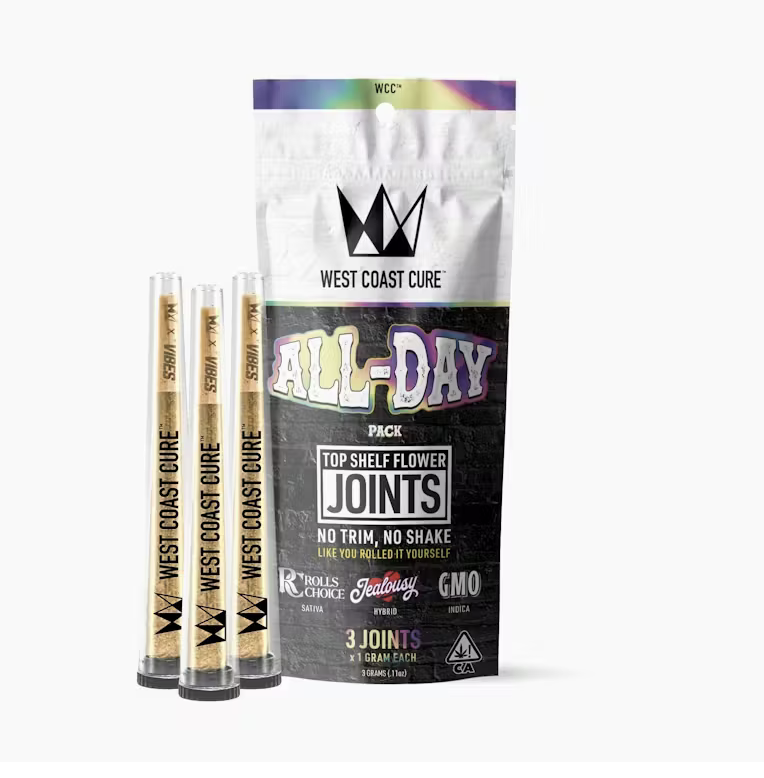 Screenshot 2025-09-23 at 3.44.58 PM West Coast Cure -All Day Pack - Top Shelf CUREjoint Variety Pack 3 x 1G - Image 1