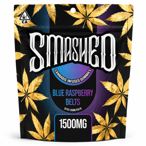 SMASHED - Blue Raspberry Belts - Cannabis Infused Gummies THC 1500mg