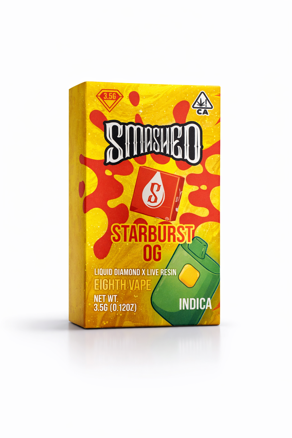 6F2CB3D7-F622-4EFD-B945-AA8A1A779120 Smashed -Starburst OG (Indica) - Liquid Diamond X Live Resin Disposable Vape 3.5g - Image 1