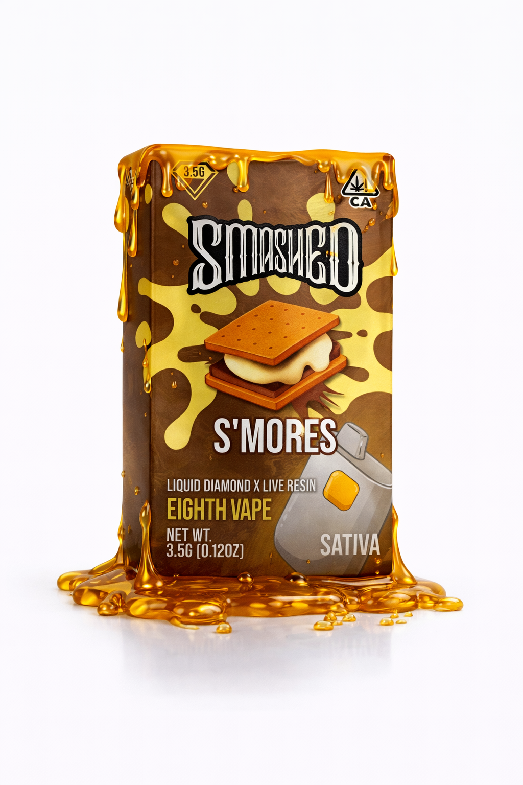 A9056B9F-B44C-447A-B668-30E0A01E4EA3 Smashed -S'mores (Sativa) -Liquid Diamond X Live Resin Disposable Vape 3.5g - Image 1