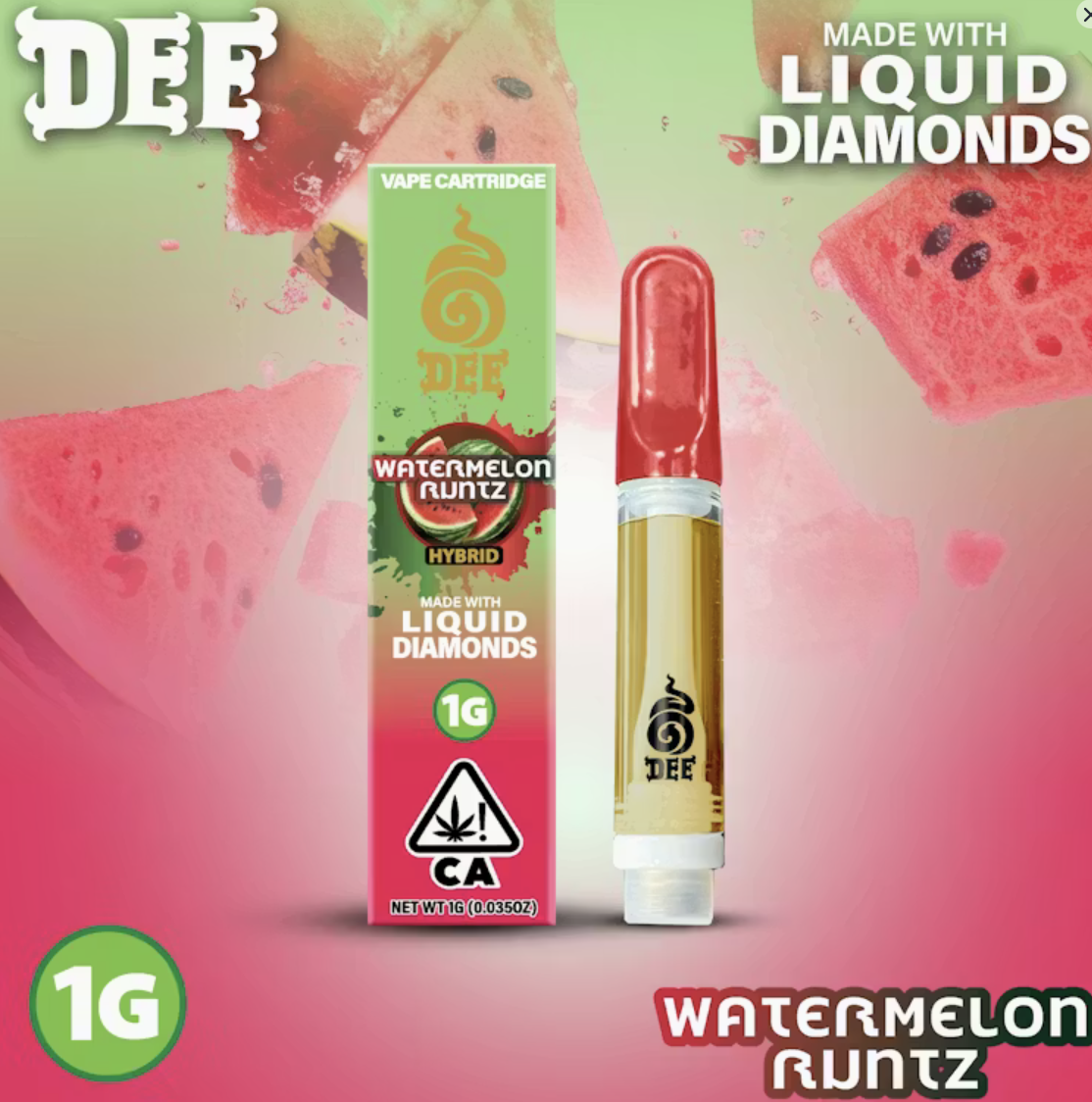 Screenshot 2026-03-30 at 12.57.11 pm Dee - Vape Cartridge - 1g - Hybrid - Watermelon Runtz - Image 1