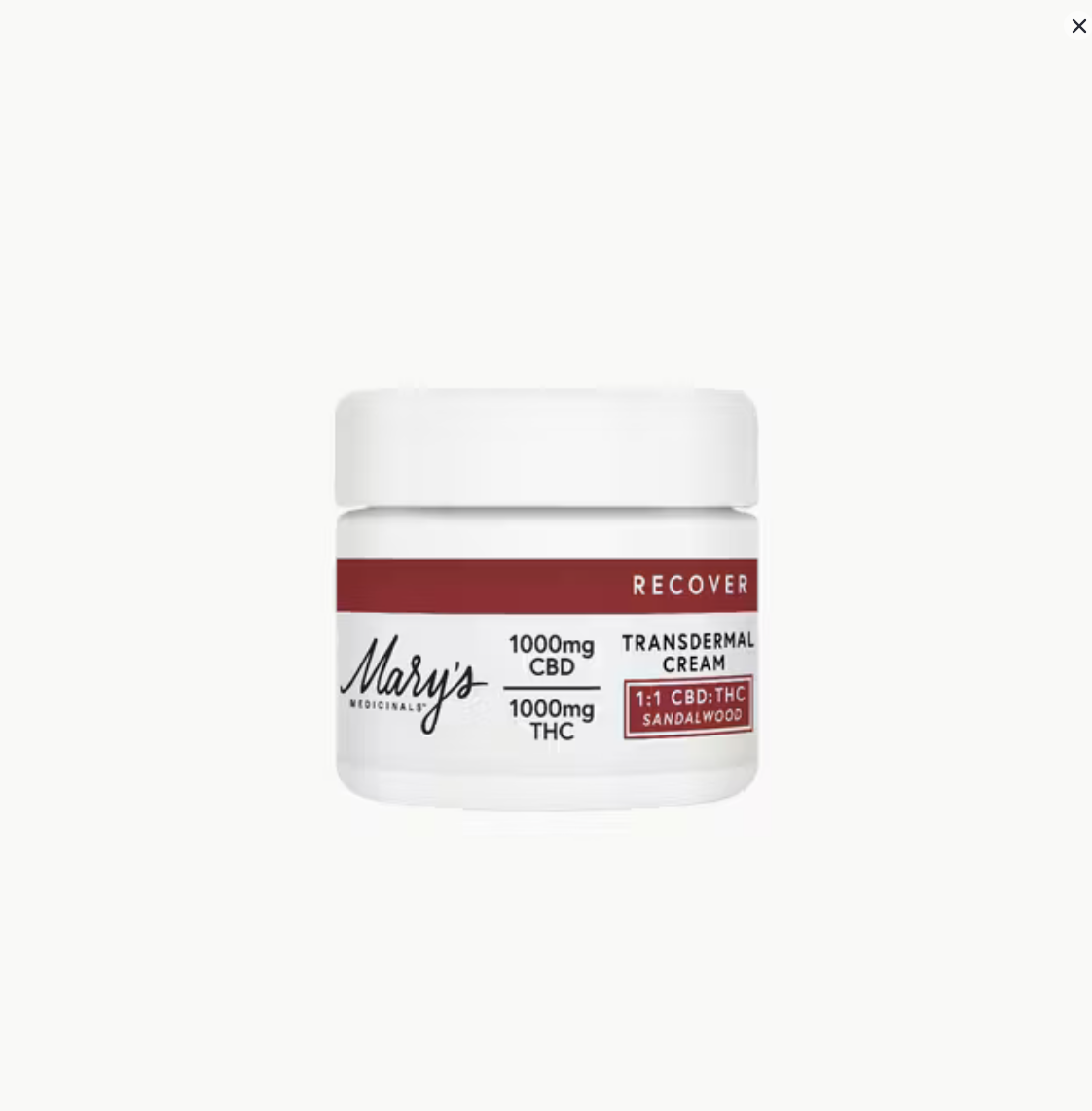 Screenshot 2026-04-18 at 6.02.21 PM Mary's Medicinals-Recover Transdermal Cream (Sandalwood) THC : CBD 1:1 (1000mg) - Image 1