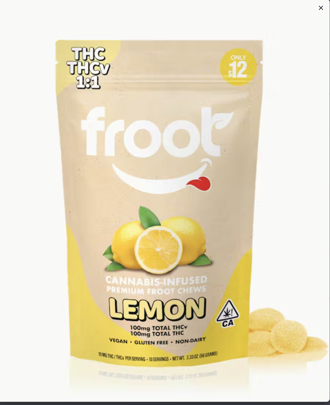 Screenshot 2026-05-01 at 2.56.44 pm Froot - Lemon - Gummies THC 100mg - Image 1