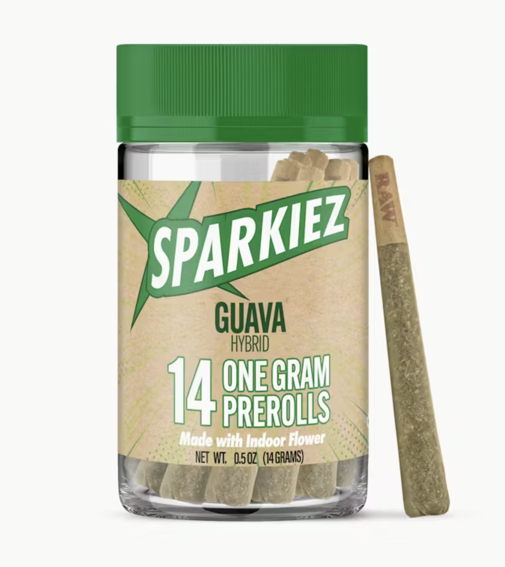 Screenshot 2026-05-01 at 3.03.03 pm Sparkiez 14 Gram Pre-Roll Pack - Guava (Hybrid) - Image 1