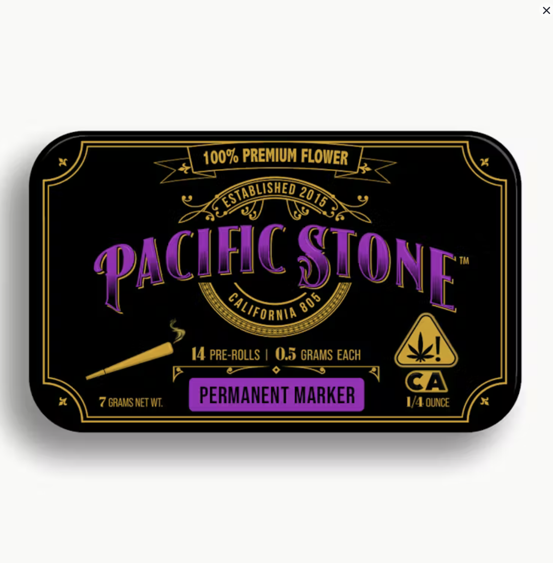 Screenshot 2026-05-01 at 3.36.29 pm Pacific Stone Permanent Marker Indica Pre-Rolls 14pk (7g) - Image 1