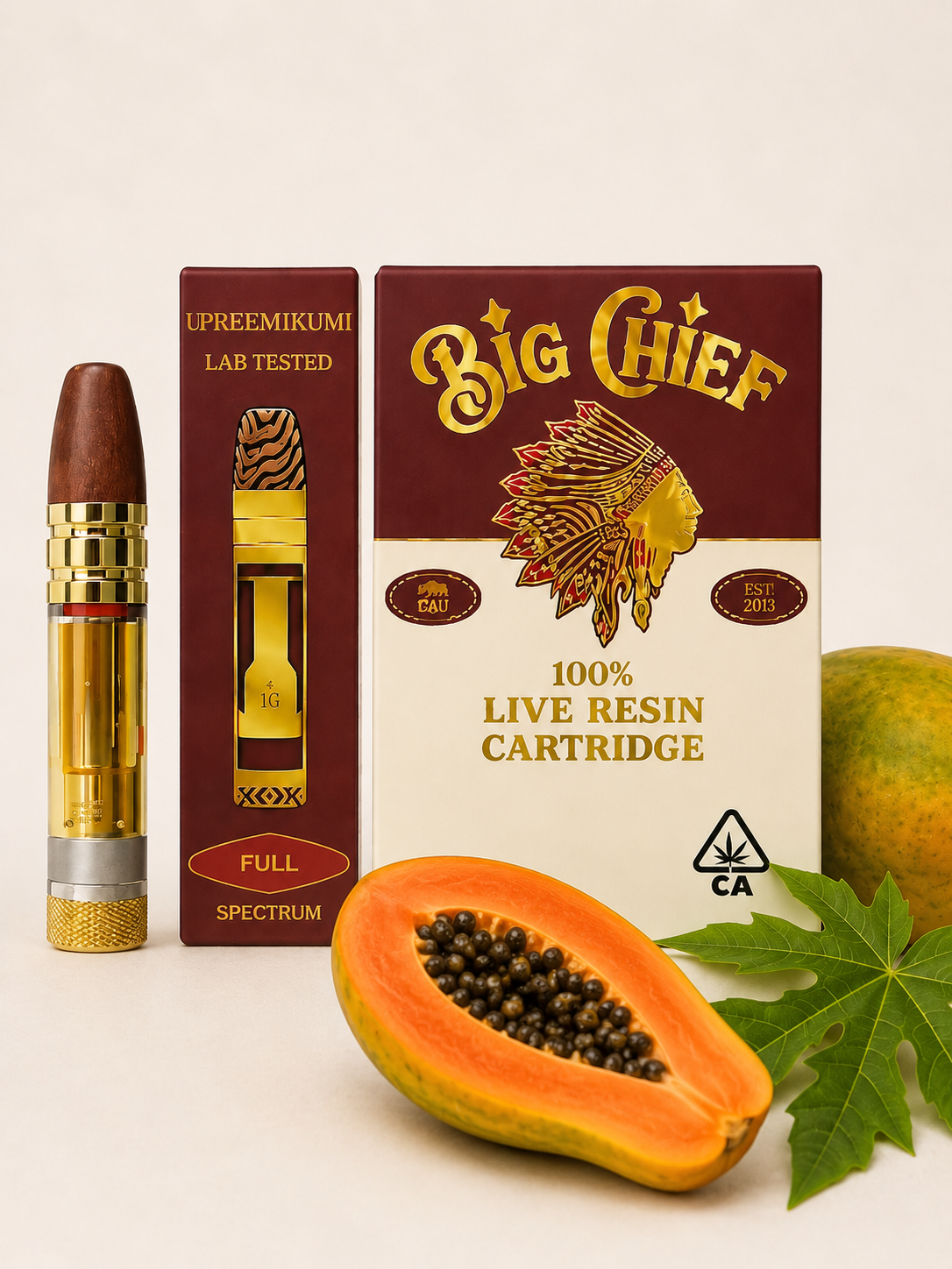 21111823-FF18-4884-97AF-A6EB8E7614F5 Big Chief - Papaya - Live Resin Cartridge 1g - Image 1