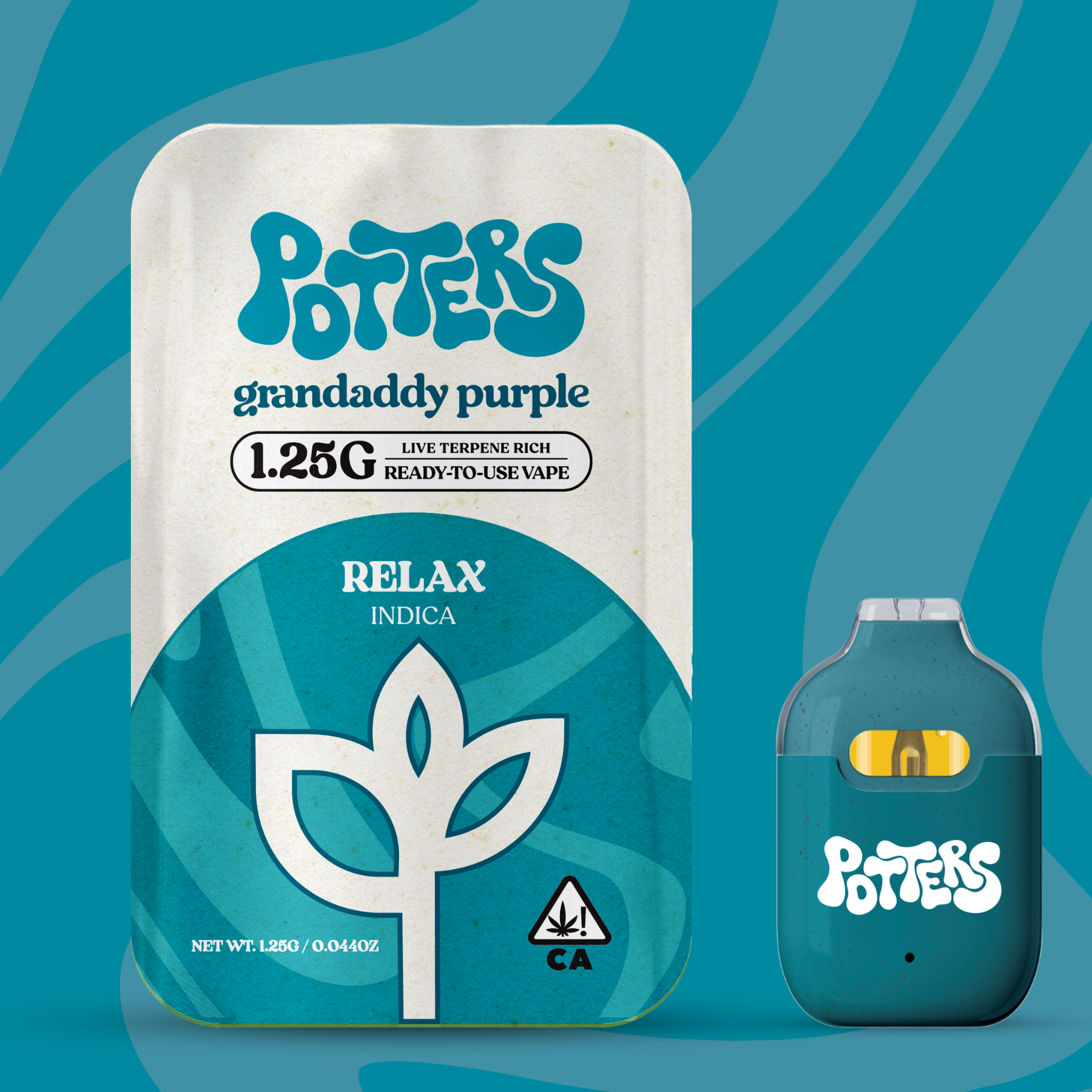 grandaddy purple -1775595917 POTTERS - Grandaddy Purple - LIVE TERPENE RICH AIO VAPE - 1.25G - Image 1