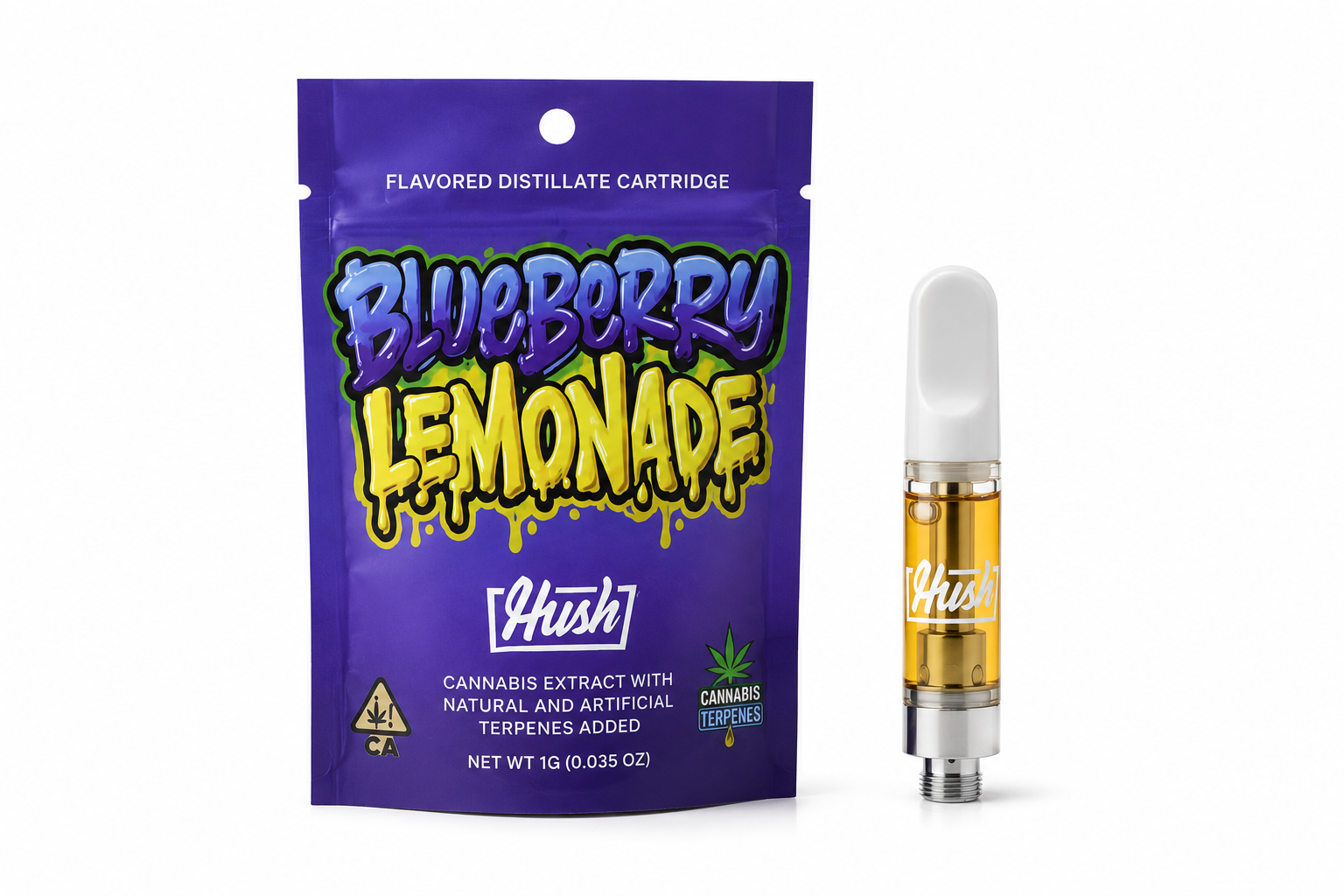 0266b5be-22bf-4d96-a009-10d829185b80 HUSH - Blueberry Lemonade (Indica) - Cartridge 1g - Image 1