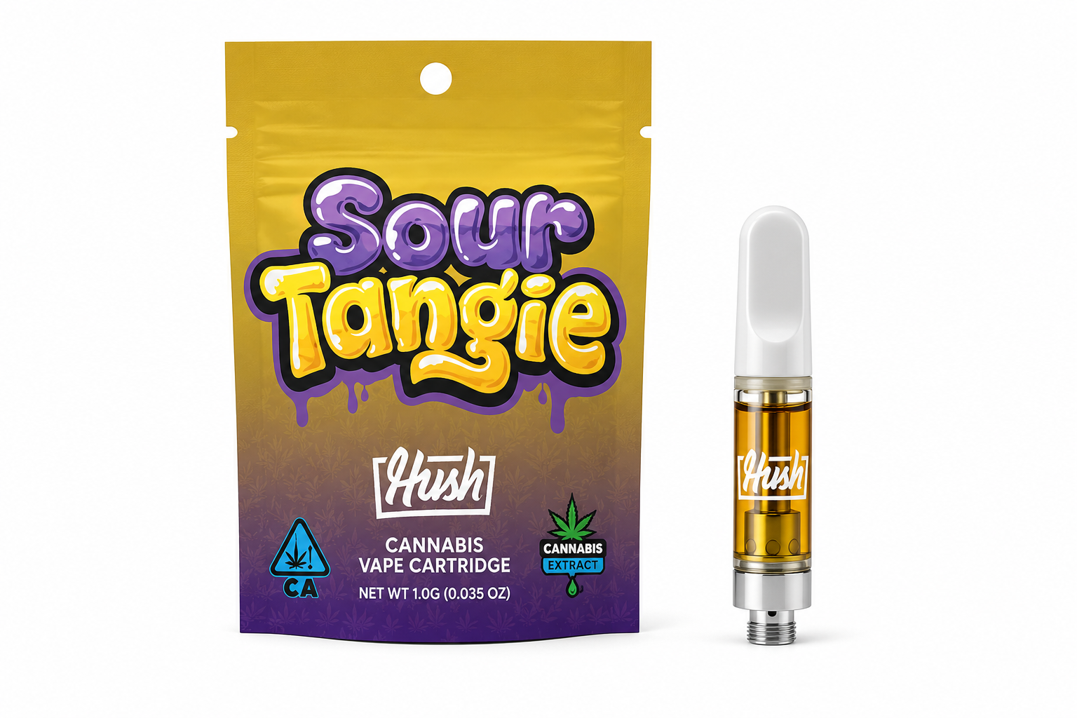 932f3424-2992-4a20-aa03-c90b2f51ea69 HUSH - Sour Tangie (Sativa) - Cartridge 1g - Image 1