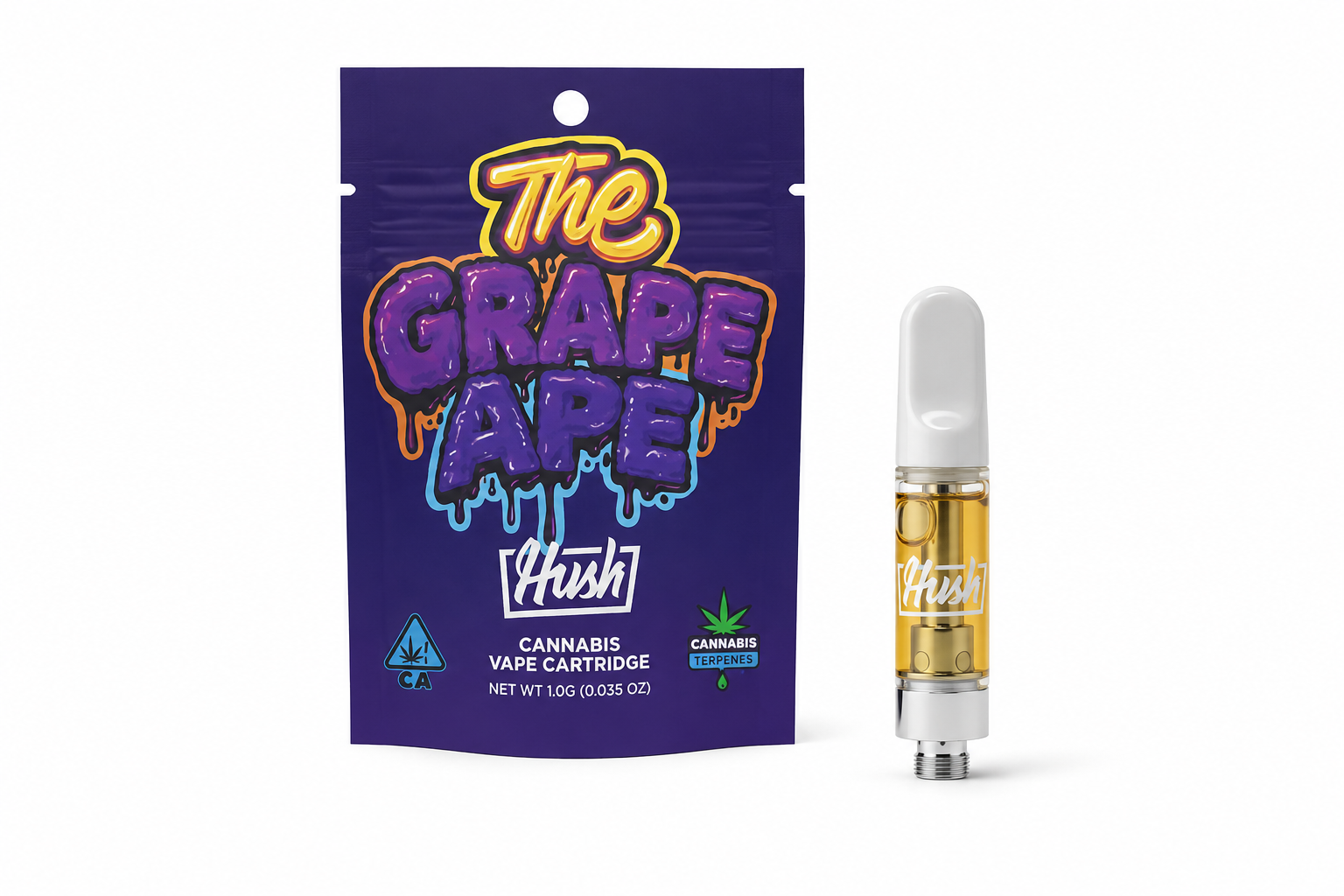 a3ec924f-c285-4024-86cc-a4dca66fa356 HUSH - Grape Ape (Indica) - Cartridge 1g - Image 1