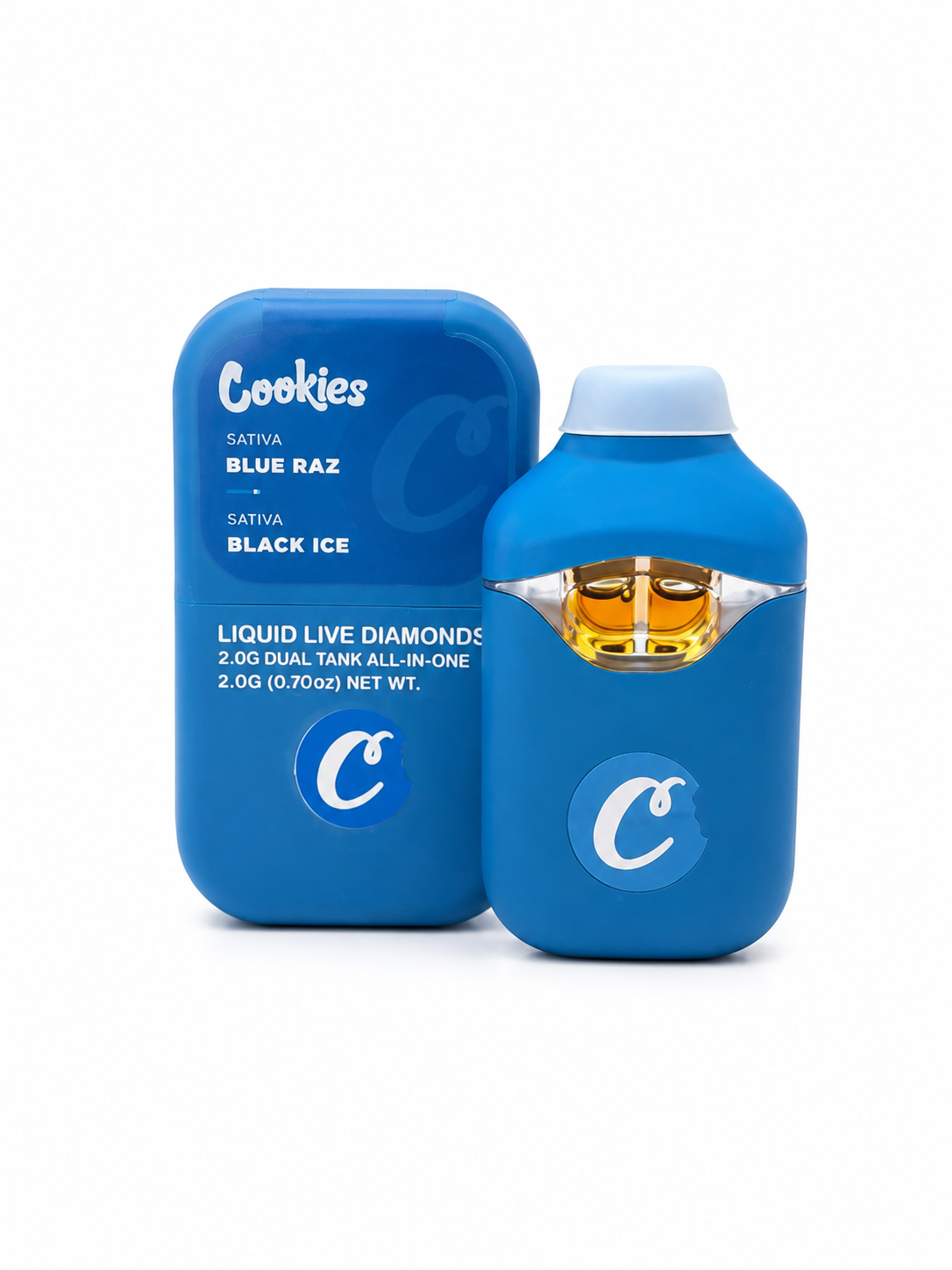 2a7875ab-9a14-4392-9468-88407bbe0900 Cookies - Blue Raz (S) x Black Ice (S) - Liquid Live Diamonds Dual AIO Vape 2g - Image 1
