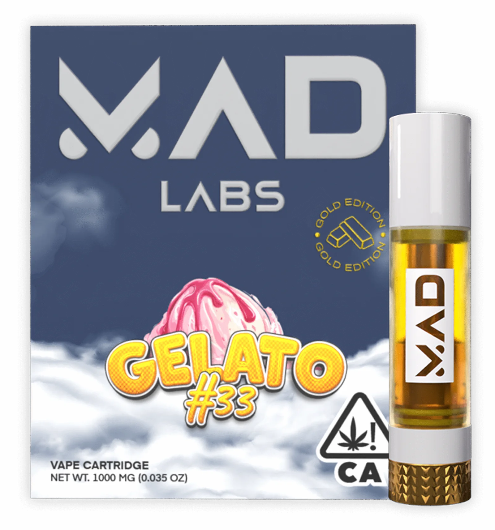 Gelato_33_1G_Cartridge-1776111658 Mad Labs - Gelato #33 (Indica) - Premium Vape Cartridge (Gold Edition) 1g - Image 1