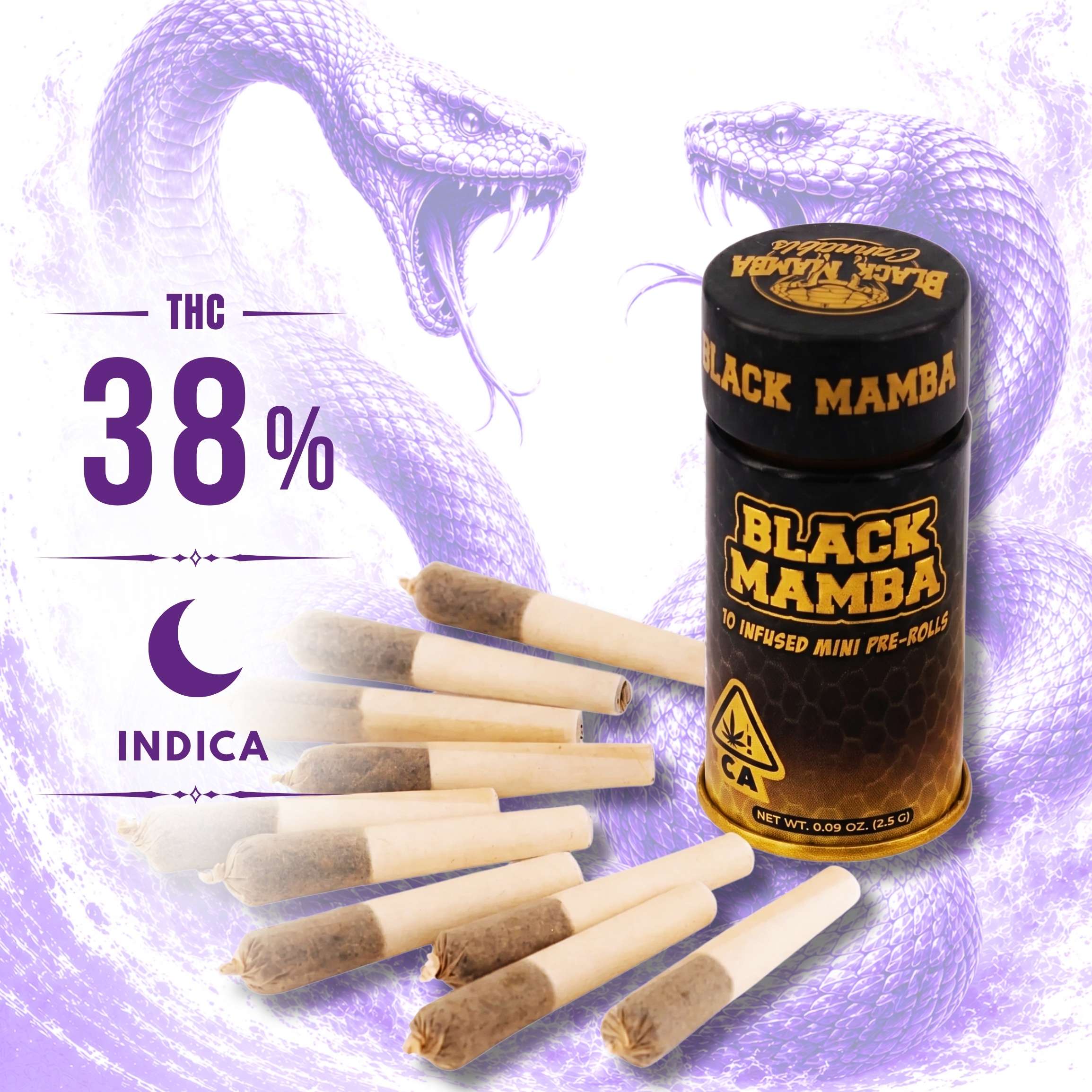PROMO NABIS #2 (3)-1780698819 Black Mamba - Blueberry Kush (Indica) -Infused Mini Pre-Rolls 10pk (2.5g) - Image 1