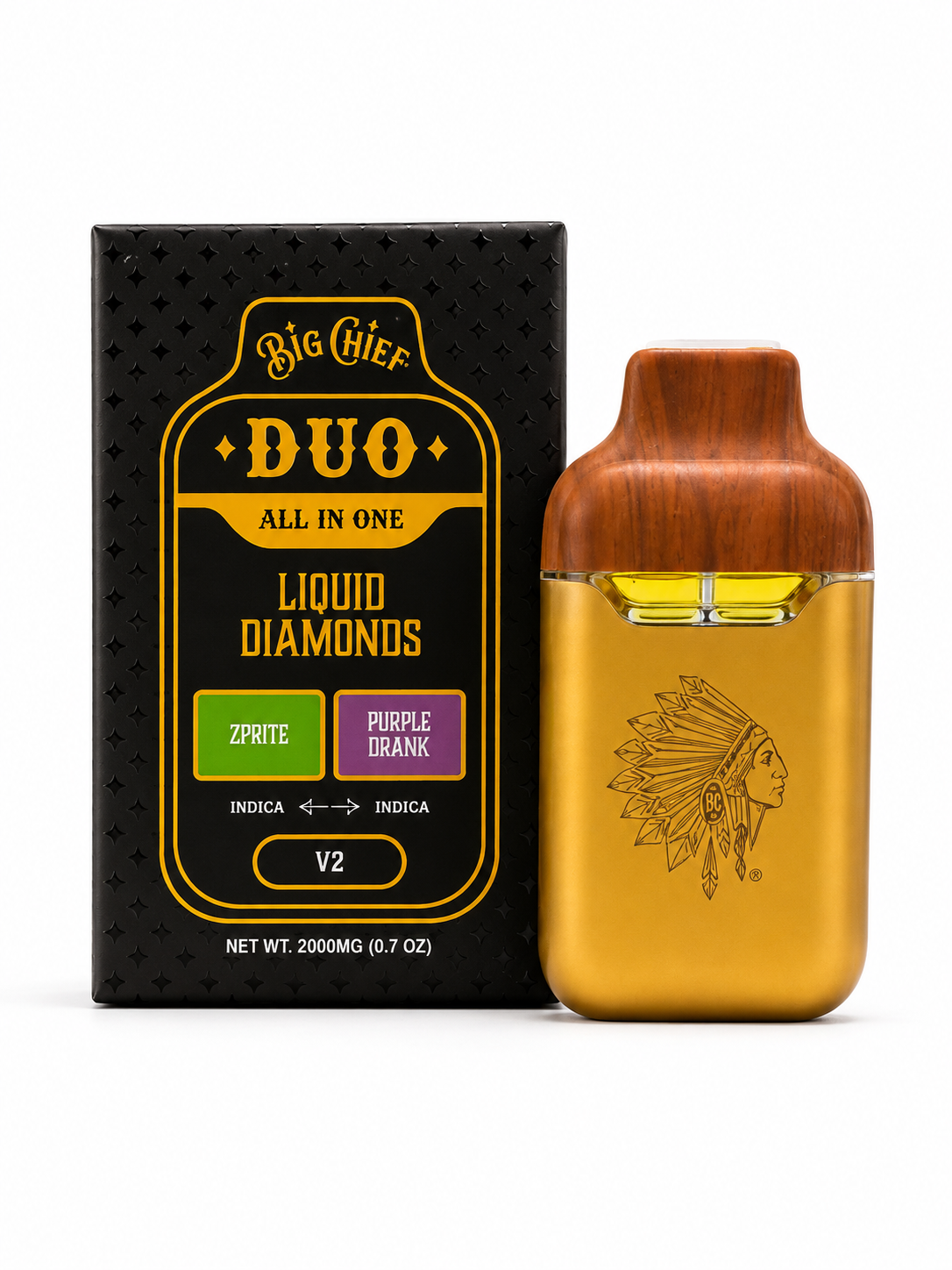 bfe9c859-4e1d-42f9-87cb-db792d430957 Big Chief - Zprite (I) x Purple Drank (I) - Liquid Diamonds Duo AIO Vape 2g - Image 1