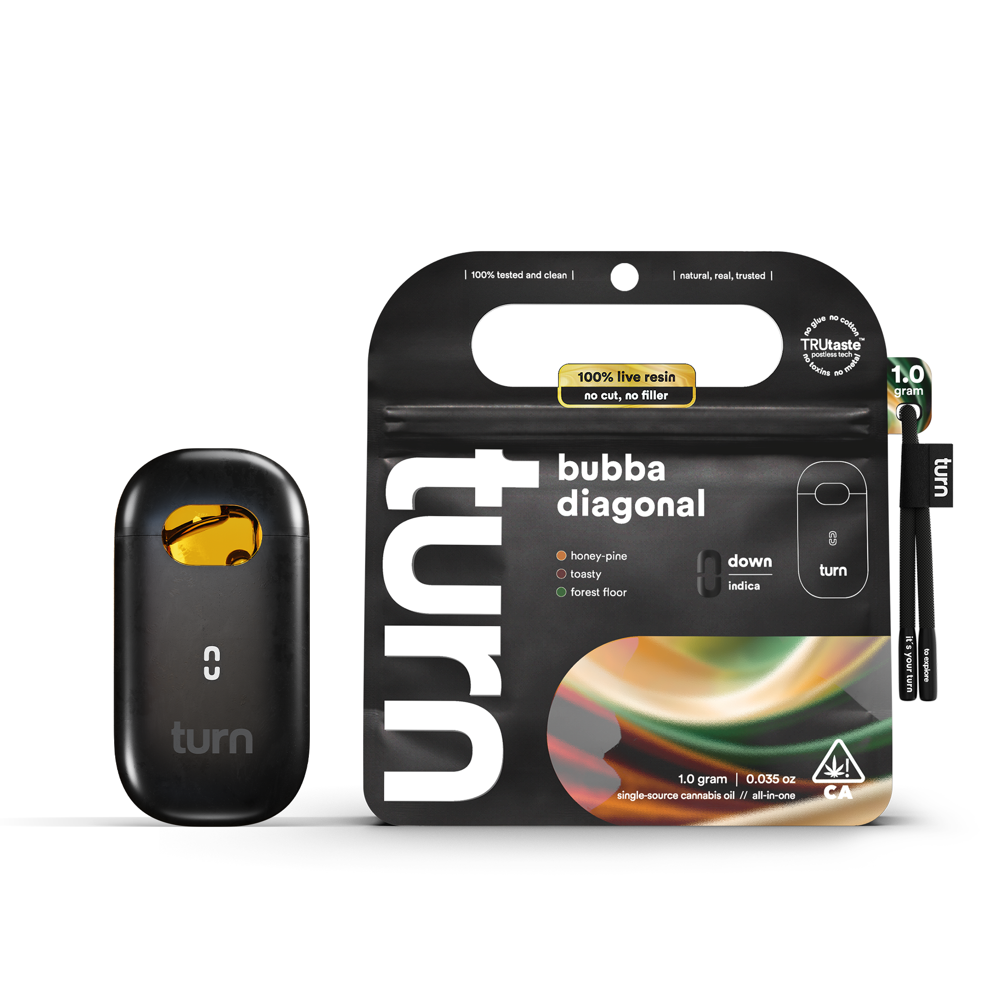 bubba diagonal (live resin) 03-1774457356 Turn - Turn Down - Bubba Diagonal - AIO Live Resin (TurnOne) 1g - Image 1