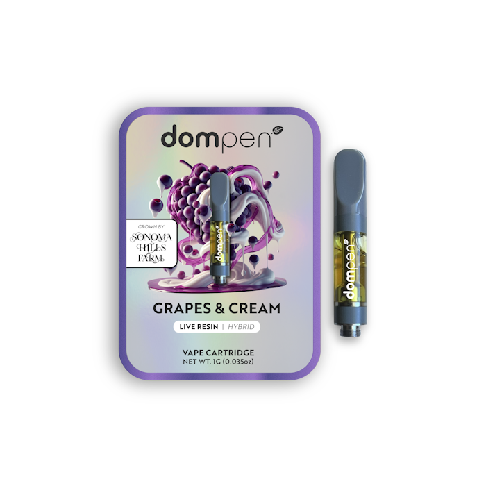 88aad5c8-63b9-4531-a190-924b65bae1ba Dompen x SHF - 510 Cartridge - Live Resin - Hybrid - Grapes and Cream (1g) - Image 1