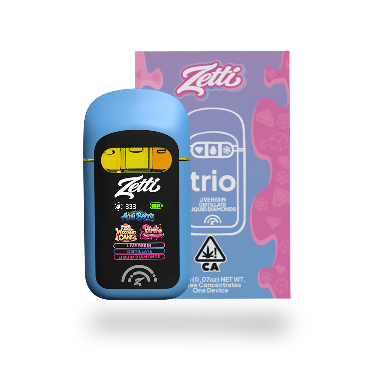 TRIO_ACAIBERRY-1787081868 ZETTI | 2g | Trio | Acai Berry / Wedding Cake / Pink Champagne | Hybrid - AIO Vape - Image 1