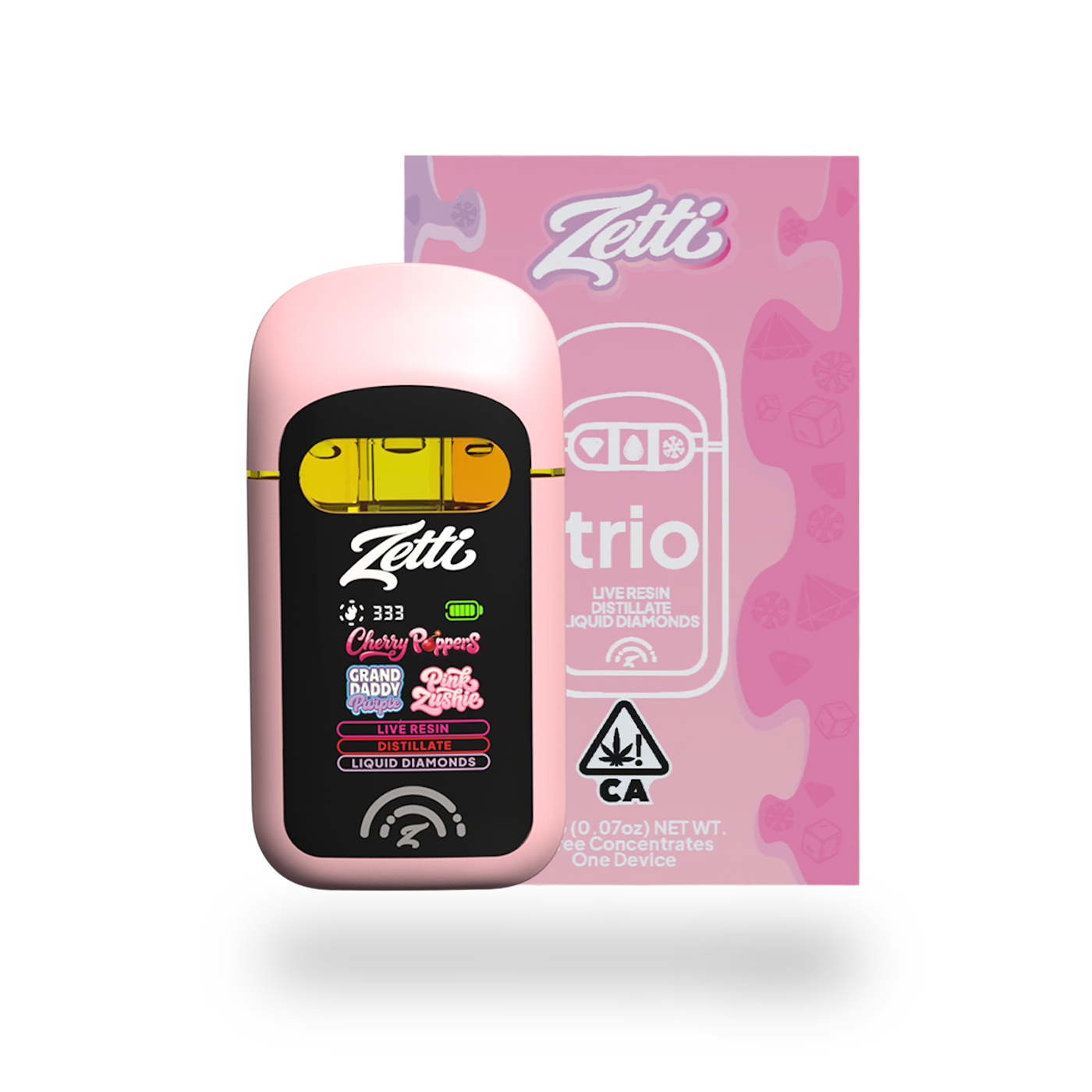 TRIO_CHERRYPOPPERS-1787081878 ZETTI | 2g | Trio | Cherry Poppers / GDP / Pink Zushie | Hybrid - AIO Vape - Image 1